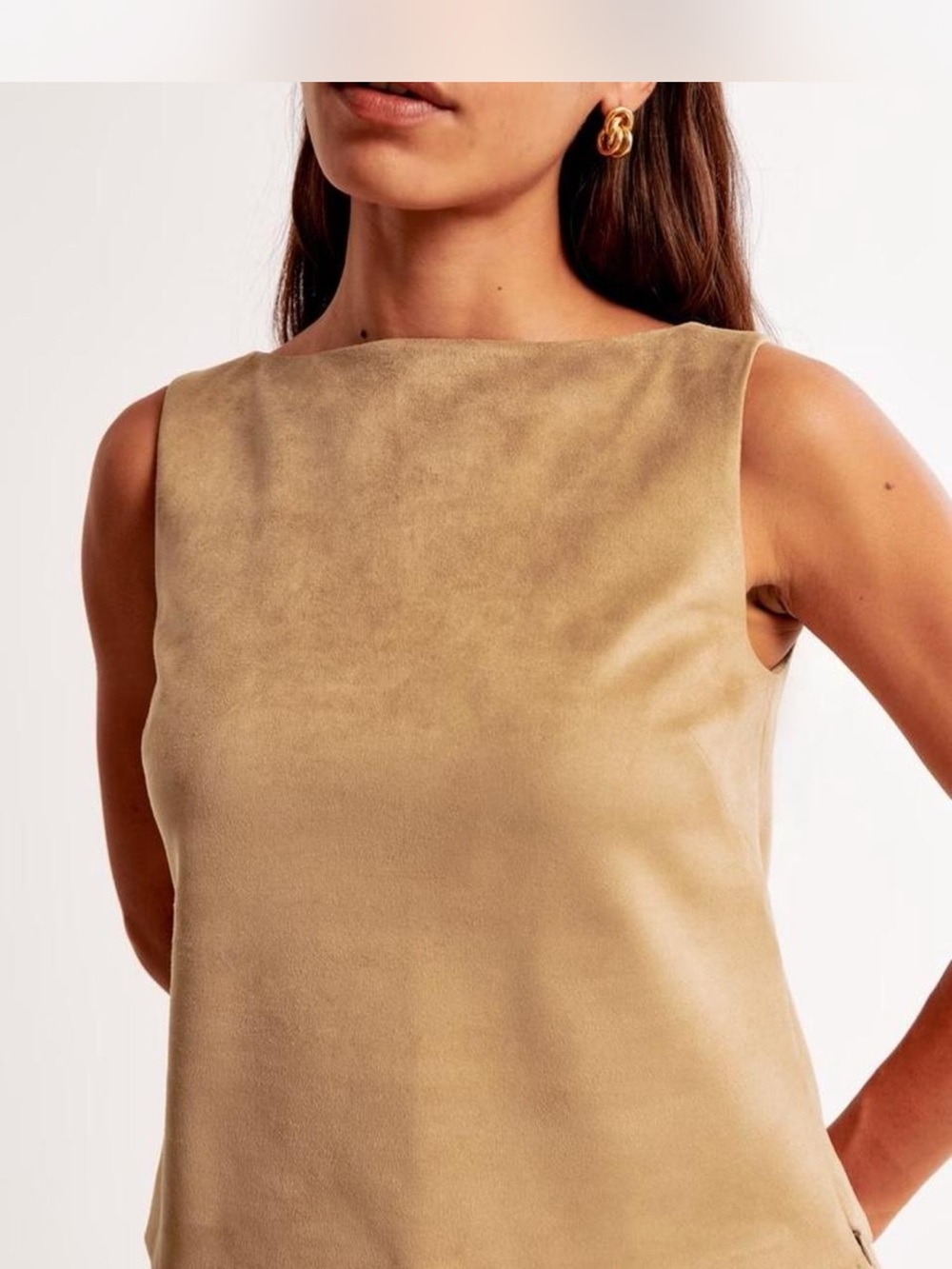 Abercrombie & Fitch Sleeveless Vegan Suede Box Tank Top Size Large - Picture 2 of 7